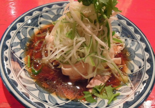 蒸し鶏の醤油ソース
